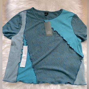 Wild Fable Blue Short Sleeve Lettuce Top